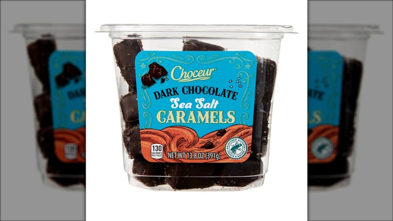 tub of Choceur Dark Chocolate Sea Salt Caramels