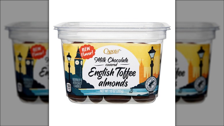 tub of Choceur milk chocolate English toffee almonds