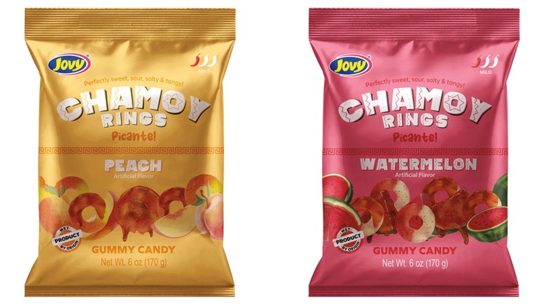 bags of Jovy chamoy rings gummy candy
