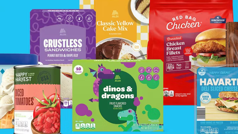 Aldi product packaging showing new Aldi logo