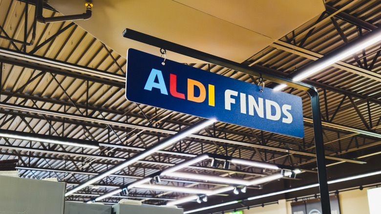 The Aldi Finds sign in the store.