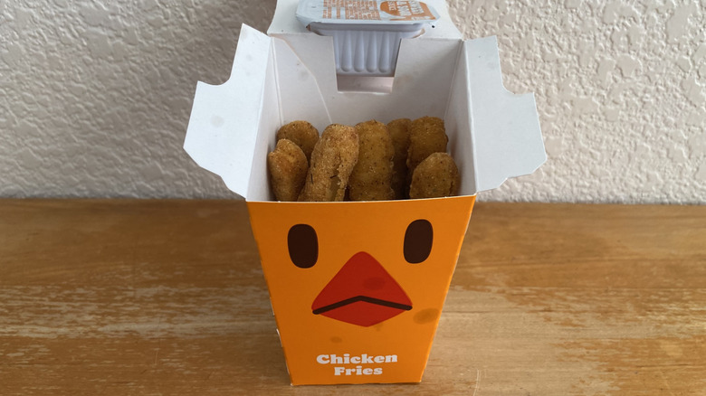 medium close-up of Burger King Chicken Fries container