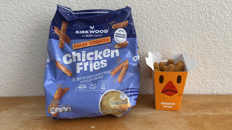 Aldi Chicken Fries bag beside Burger King Chicken Fries container