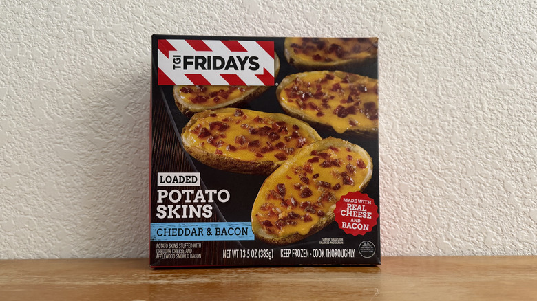 TGI Fridays potato skins box on wooden table