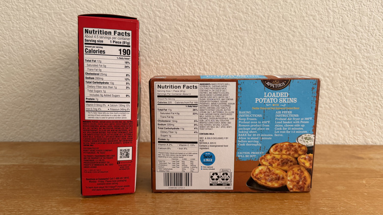 both boxes on table with nutritional facts facing toward camera
