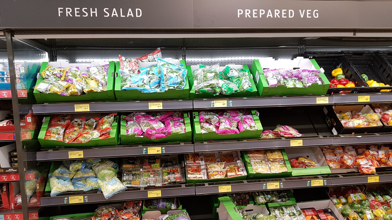 Refrigerated salad section at Aldi