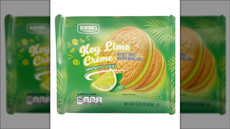 Benton's Key Lime Crème Sandwich Cookies on a white background.