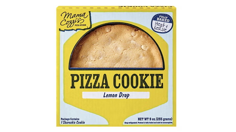 A Mama Cozzi's lemon drop pizza cookie box from Aldi