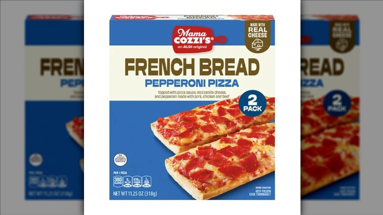 box of Mama Cozzi's Pizza Kitchen Pepperoni French Bread Pizza