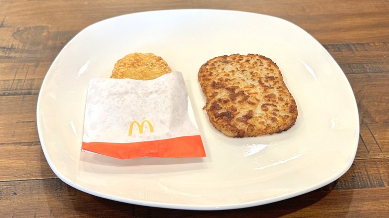 McDonald's and Aldi hash brown side by side
