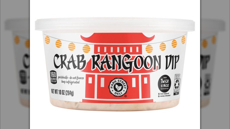A tub of the Park Street Deli Crab Rangoon Dip sold at Aldi