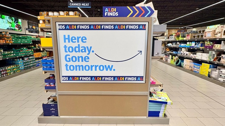 Aldi Finds signage inside an Aldi store
