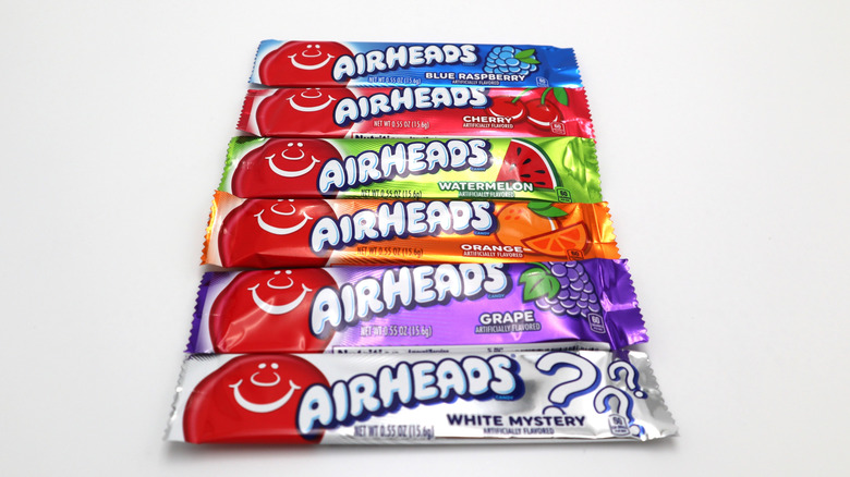 Different Airheads flavored lined up