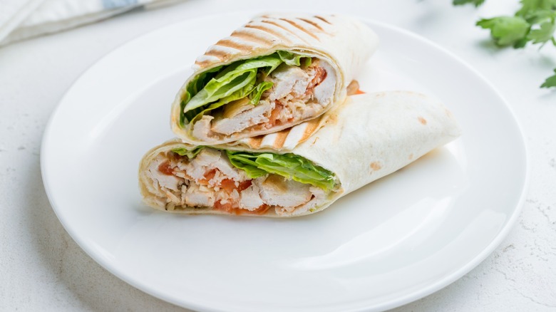 chicken caesar wrap on plate