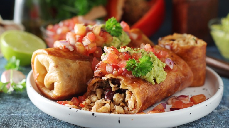 chimichanga loaded with salsa