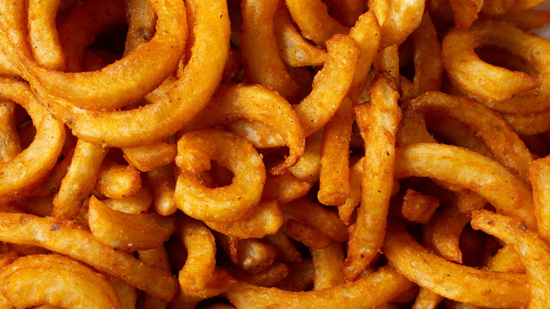 Close up of curly fries