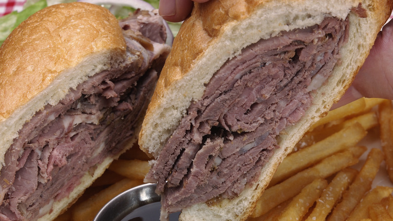 French dip sandwich with fries