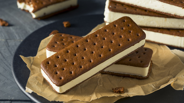 Ice cream sandwiches on a plate