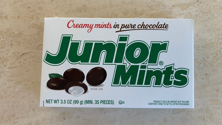 junior mints in box on counter