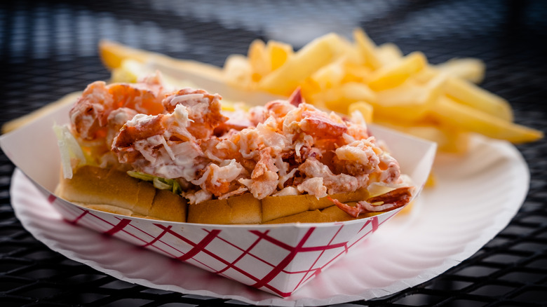 Lobster roll with french fries