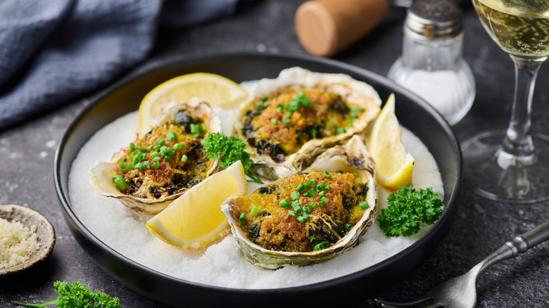 Oysters Rockefeller on a plate