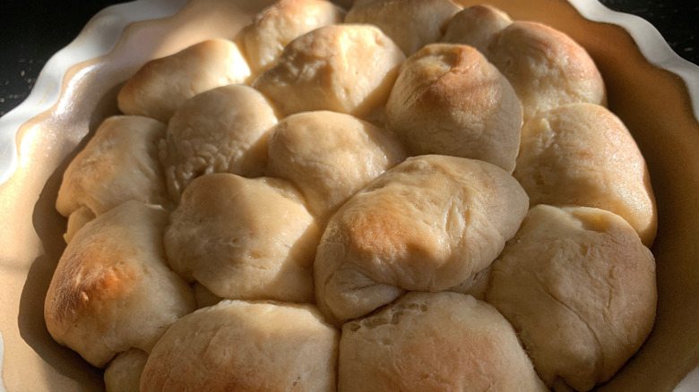 Parker House rolls in bowl