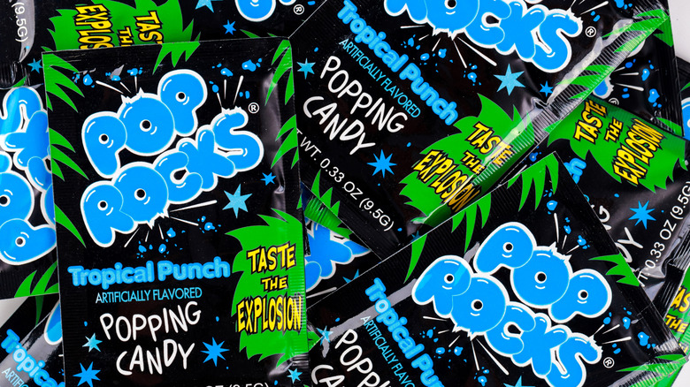 Packets of Pop Rocks candy in tropical punch flavor