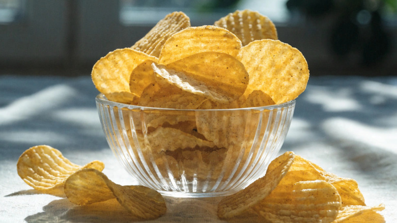 Potato chips in a bowl