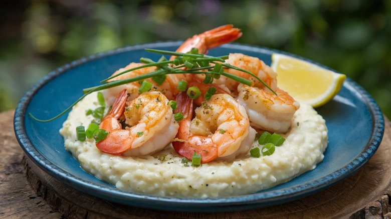 shrimp and grits with herbs