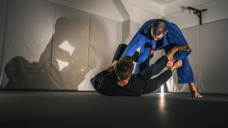 Jiu-jitsu fighters sparring