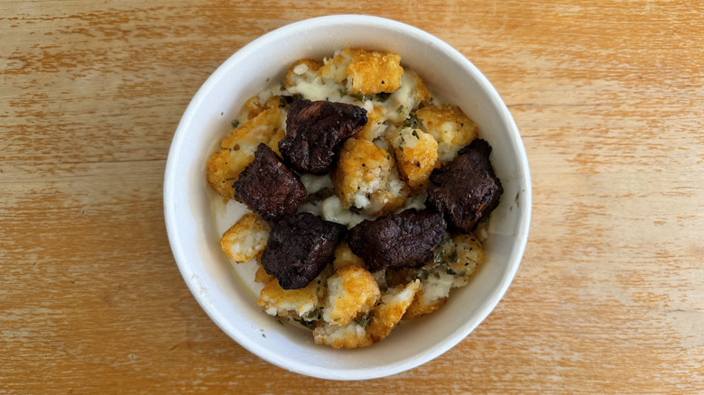 Arby's Steak 'n Potato Bowl on wooden table