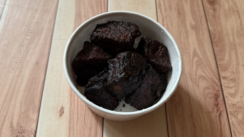 A cup filled with Arby's Steak Nuggets