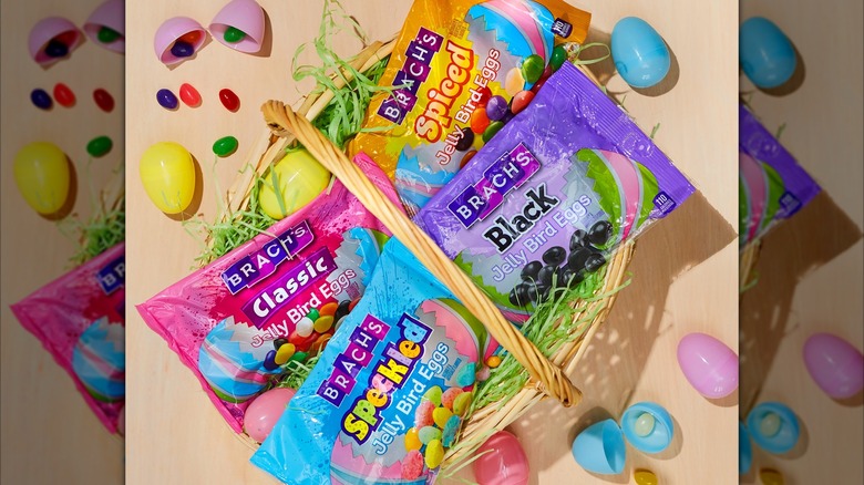 Easter basket filled with Brach's bagged candy
