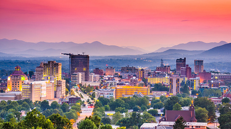 Asheville, North Carolina at sunset