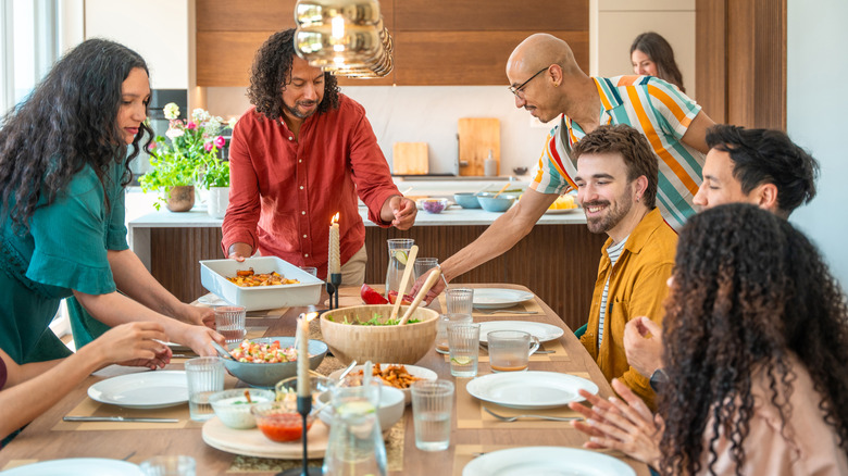 Friends enjoying a meal together