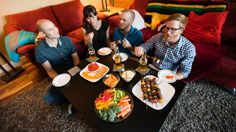 Friends gathered in a living room