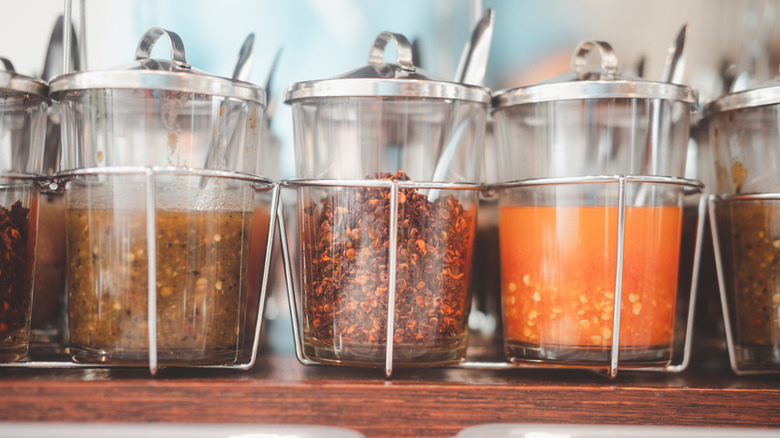 Chili, Vinegar ingredient for Thai style noodle.