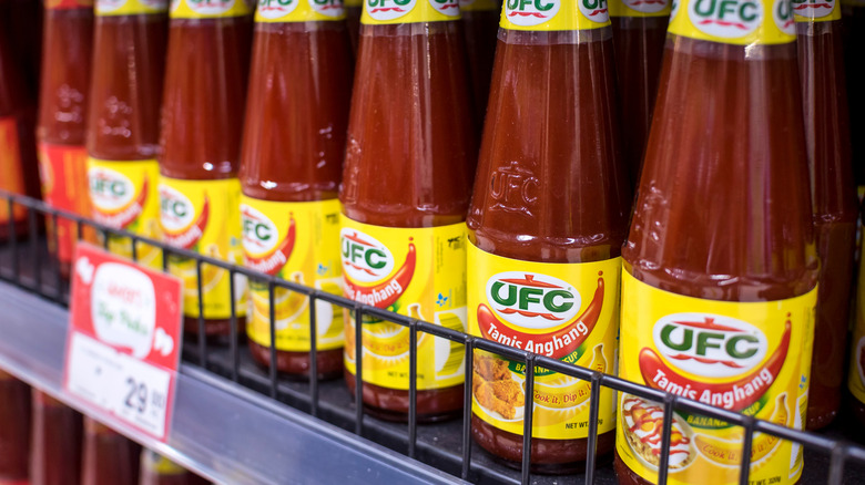 Banana ketchup on store shelf