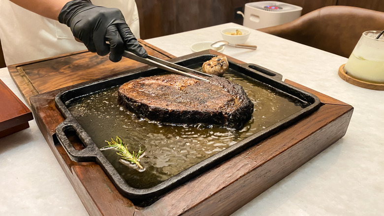 Steak in coffee marinade