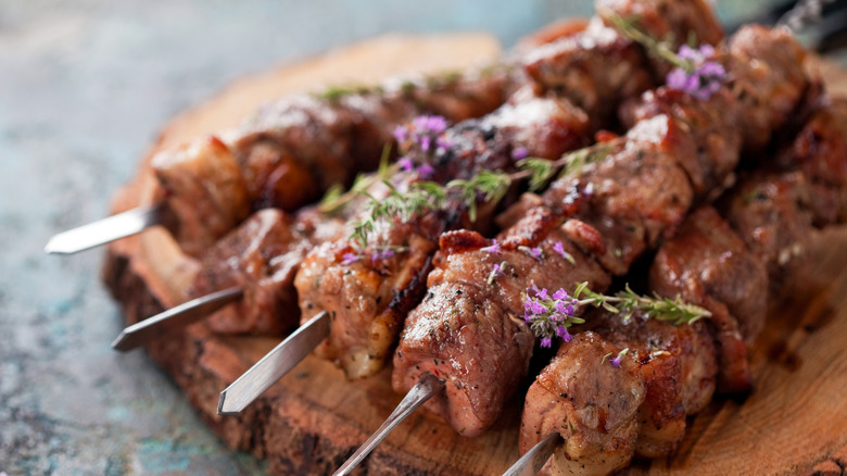 Grilled ground meat kabobs