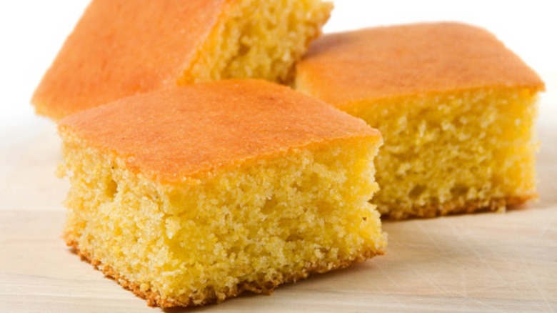 Slices of fluffy cornbread