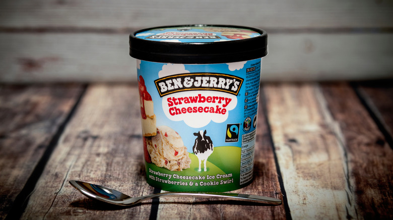 Pint of Ben & Jerry's strawberry cheesecake