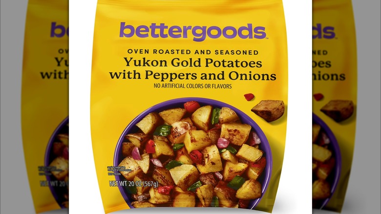 Bettergoods Yukon Potatoes With Peppers And Onions in front of white background