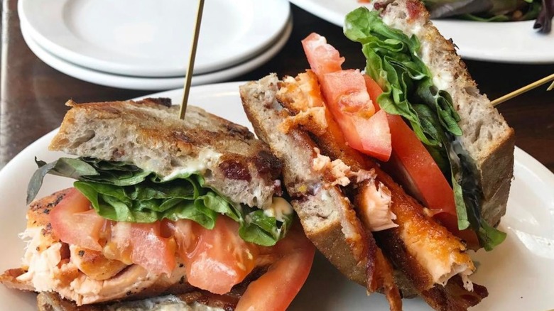 The Block Salmon BLT on a white plate