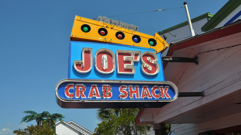 Joe's Crab shack neon sign in daylight