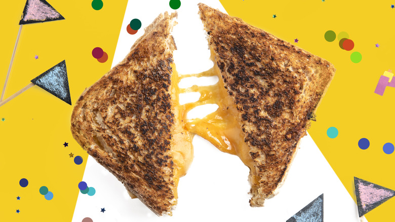 grilled cheese sandwich on a colorful background