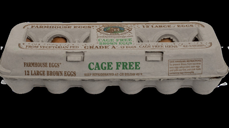 Farmhouse Eggs carton on a black background