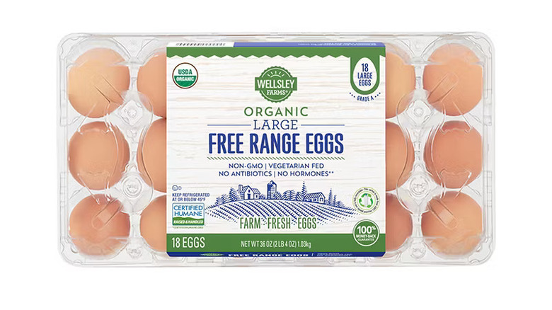 Wellsley Farms Organic Eggs on a white background