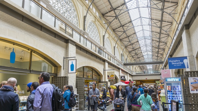 Interior view of The Ferry Building and Marketplace at the Embarcadero in downtown San Francisco