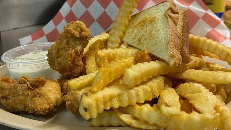 Chicken with french fries from Red's Little School House